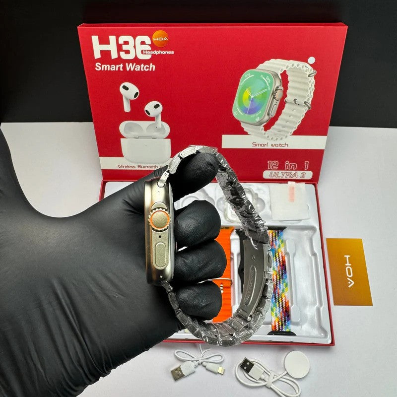 H50 New Model H36 Ultra Smartwatch 12 in 1 + Free Airpods