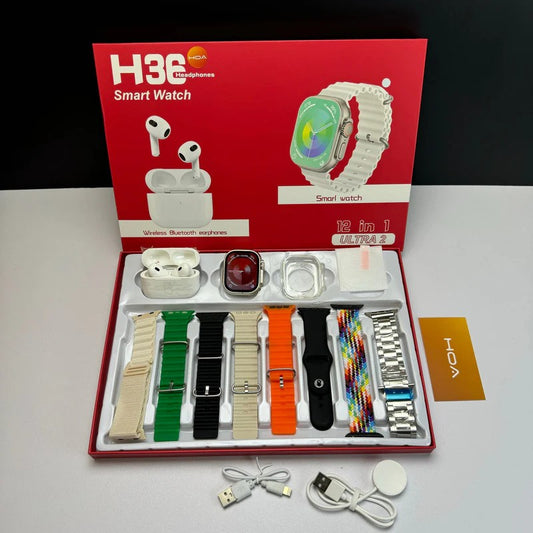 H50 New Model H36 Ultra Smartwatch 12 in 1 + Free Airpods